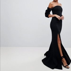 C/Meo Collective Off Shoulder Split Gown Dress
